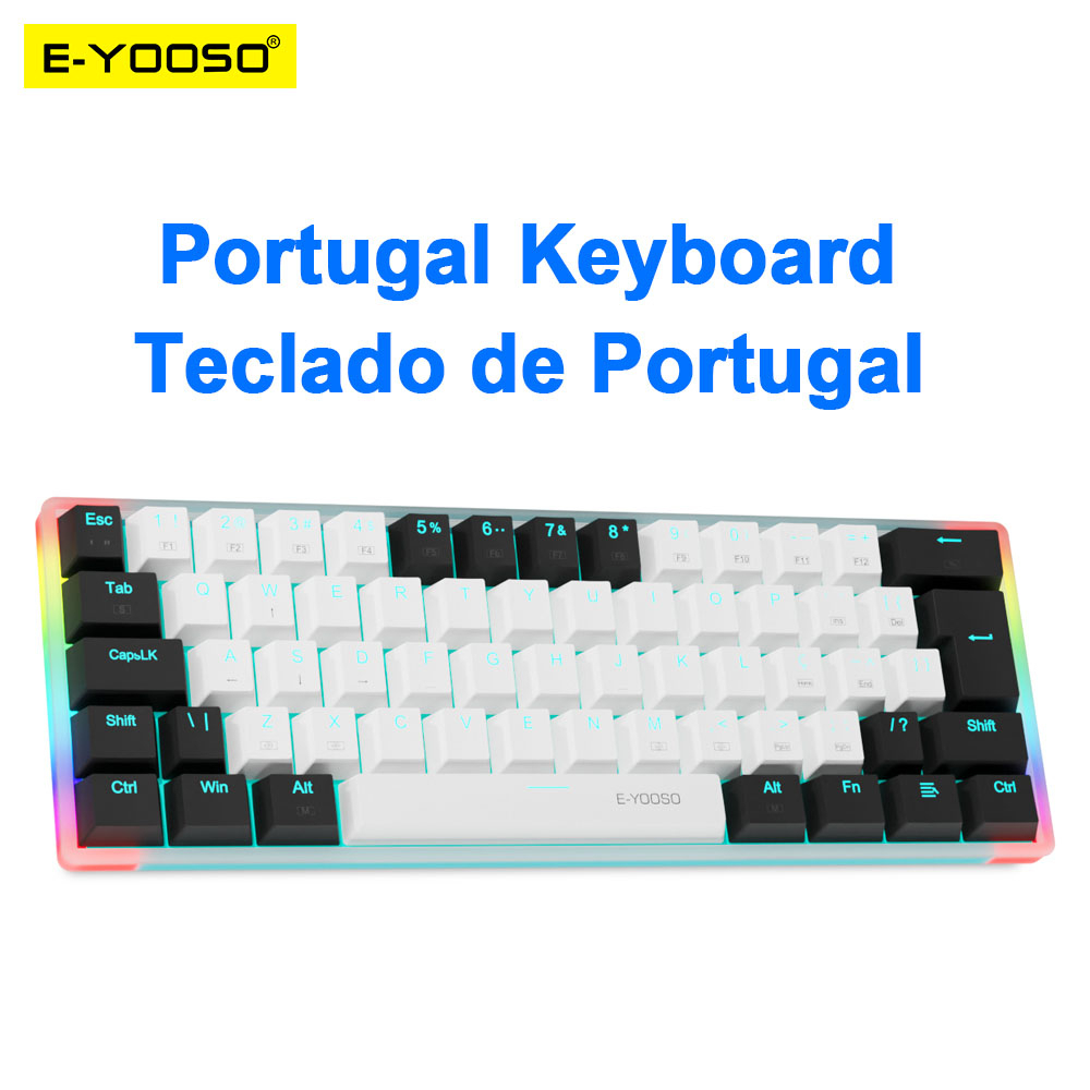 E-YOOSO Z11T USB 60 % Mini Teclado De Jogo Mecânico Blue Red Switch 61 Teclas Cabo Destacável Com Fio , Portátil Para Computador De Viagem