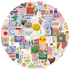 90PCS Adesivos Para O Manual De Cara Sorridente Fofinha De Flor Bagagem De Telefone Decalques Notebook Crianças Presente