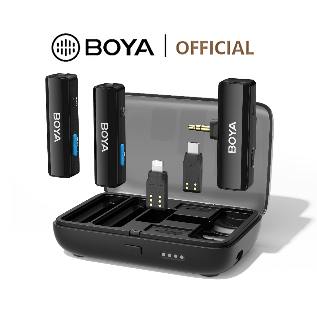 BOYALINK Microfone De Cancelamento De Ruído Sem Fio Com Caixa De Carga Para Câmeras Smartphones Tipo C iPhone