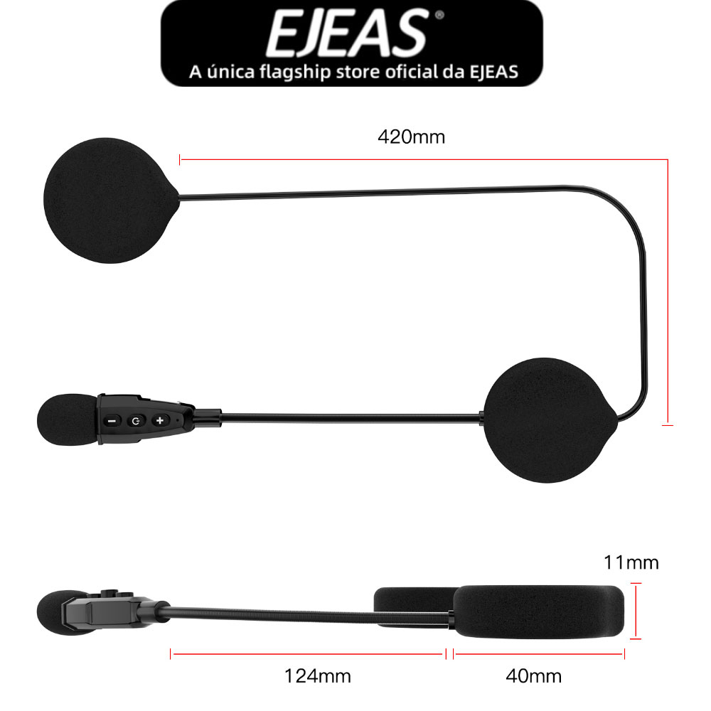 EJEAS 1Pc E1 + Bluetooth 5.1 Fone De Ouvido De Capacete De Motocicleta 360mAh 19hrs Comunicação De Esqui Sem Fio Intercomunicador Para 2 Motociclistas
