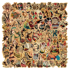 100PCS Retro Tattoo Personalidade Adesivos Para Grafite De Menina Bagagem Caixa De Telefone Portátil Decalques Notebook Kids Gift