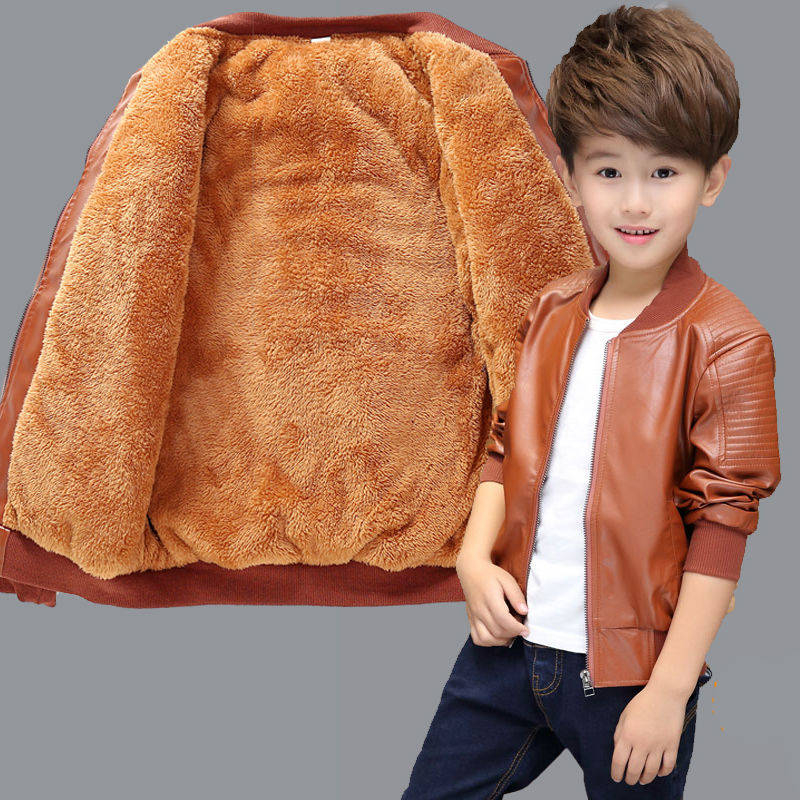 Novo Estilo Meninos Jaqueta De Couro Do Plutônio Outono/Inverno Moda Infantil Wear Mais Grosso Veludo Casaco Quente 2-15