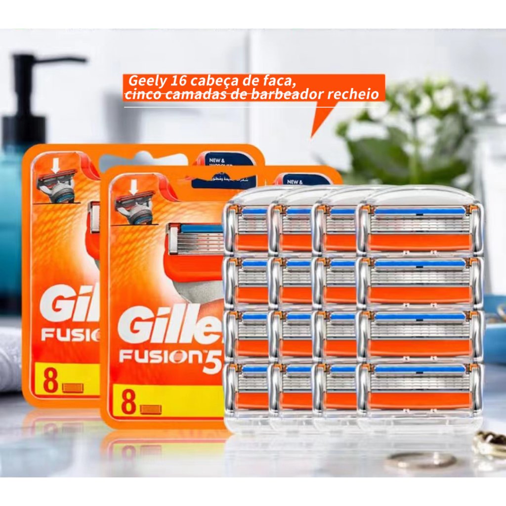 Suplemento de lâmina de barbear 16pcs, fusão 5 Lâminas de Gillette ProGlide 5