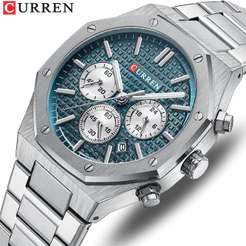 Relógio Original CURREN Marca Masculino De Aço Inoxidável Cronógrafo Criativo De Discagem Luminosa Data Quartzo À Prova D'água Esportes Empresariais De Lazer 8440 XC