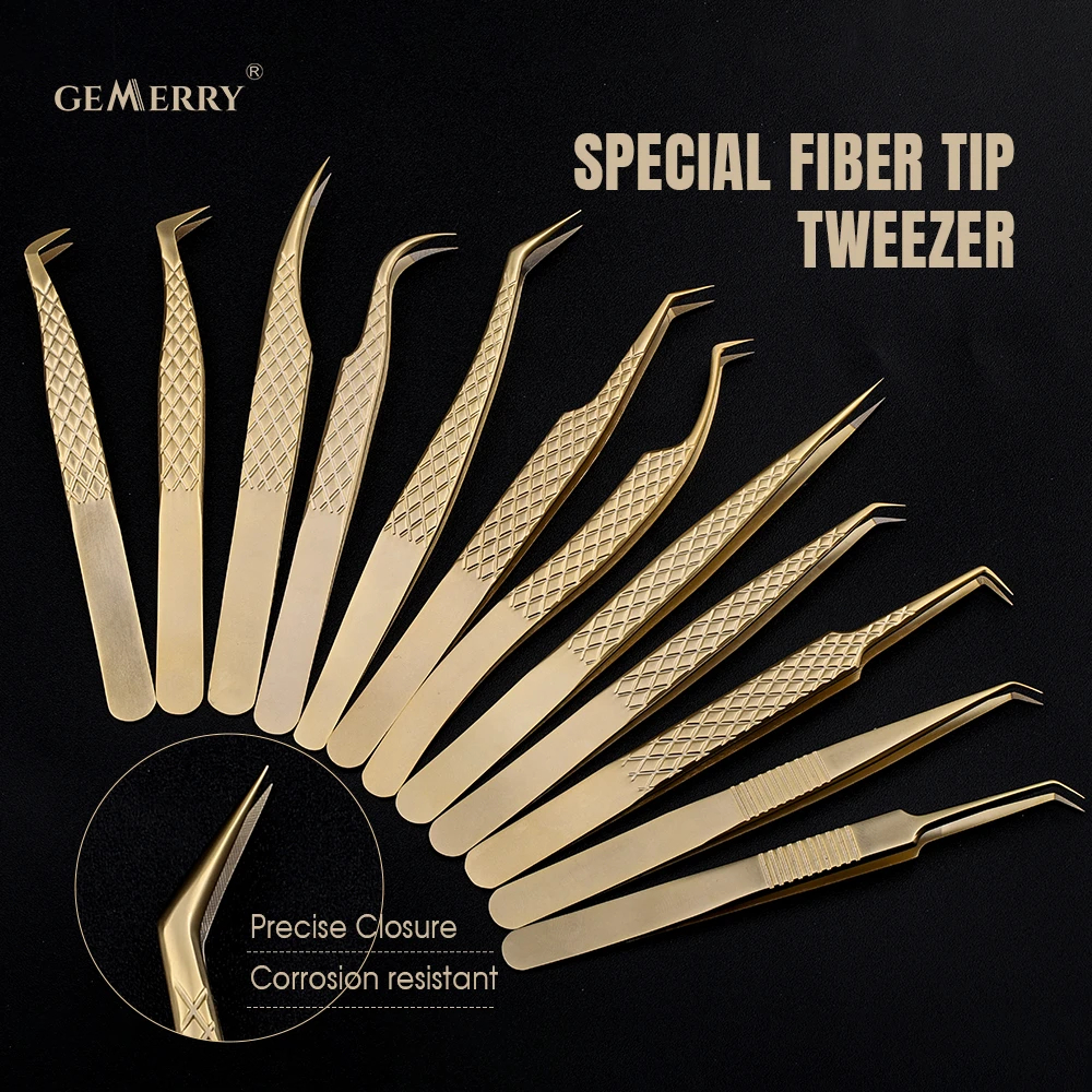Pinça De Extensão De Pestanas Wendy 1 Pcs Com Pontas De Fibra Alta Precisão De Aço Inoxidável Dourada Para Ventiladores De Volume Taylor Swift Makeup Tools