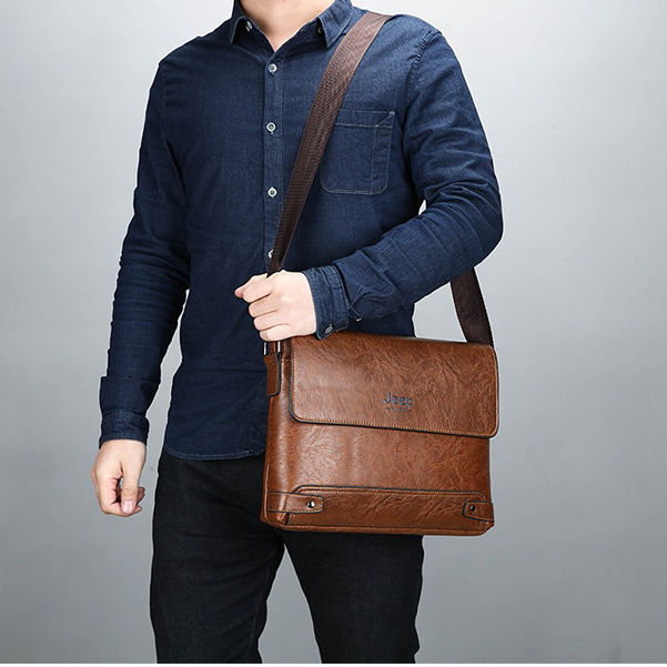 Bolsa De Negócios Masculina Simples Ombro De Couro Macio Maleta casual Cruz Saco Jeep retro Pendurado em Oferta na Shopee