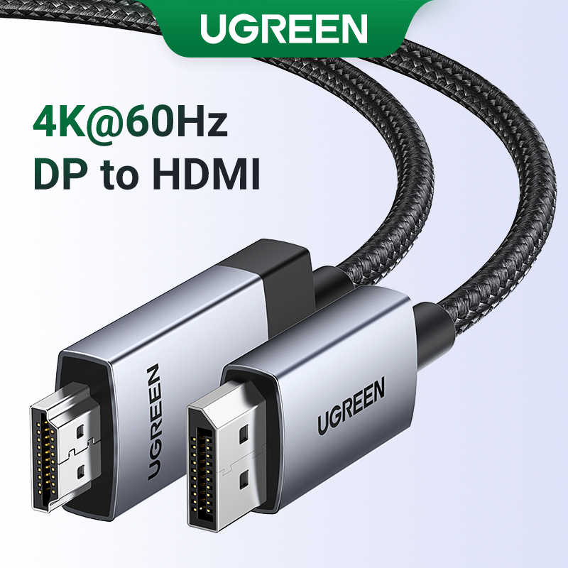 Cabo De Liga De Alumínio Ugreen 4K 60Hz DP Para HDMI 3D HDR Trançado De Nylon Monitor HDTV Projector Portátil Macbook Desktop