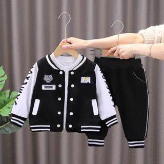 Fato De Treino Para Crianças Conjuntos Casuais Meninos Meninas Esportivo De Beisebol 2023 Novo Casaco Calça 2Pcs Primavera Outono Roupas Finas Bebês 1-5 Anos