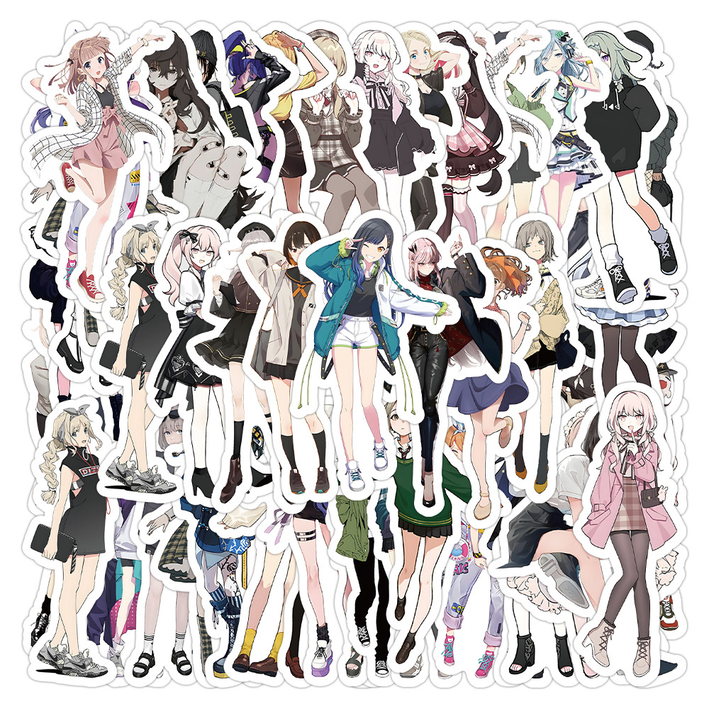 555pcs Anime Girls Bonitas Vestindo Adesivos De Grafite Para Bagagem De Telefone Decalques Notebook Crianças Presente