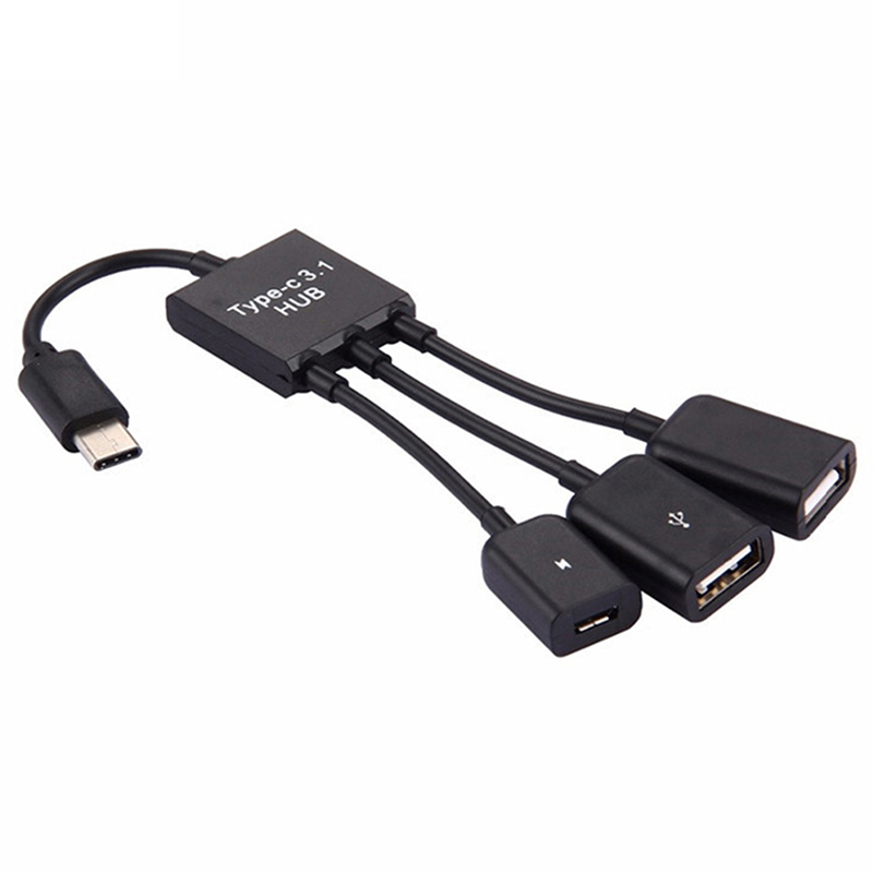 Carregador 3 Em 1 Micro USB Host OTG Tipo C Adaptador De Hub Power Charging Spliter Conector Para Smartphone