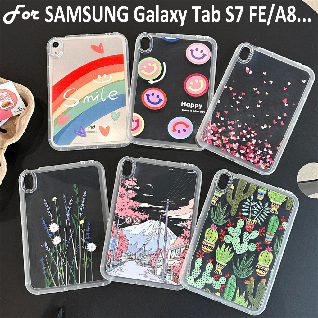 Para Samsung Galaxy Tab A8 A7 S6 Lite S7 FE S7 + S8 + Capa De Silicone Engrossado 12,4 " 11,0 8,7 " T225 10,4 " T500 T509 P610 P619 10,5 " X200 X205 Aba Padrão Da Moda A 8,0 T295 T290