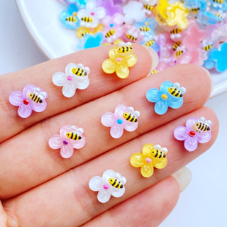 Conjunto de 50 peças 3D Mini Brilhante Estilo Misto de Manicure de Abelha Manicure Acessórios de Manicure em Forma de Flor Suprimentos de Manicure