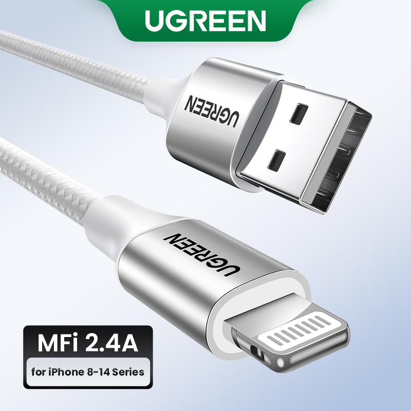 Cabo De Carregamento UGREEN MFi USB Tipo C Para O iPhone 2.4A 3A Rápido iPad 11 13 12 14 Dados Pro Max Nylon