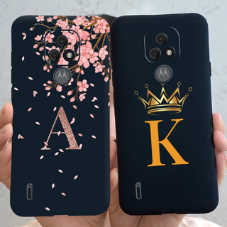 Motorola Caixa Para MotoE7 Moto E7 Nome Crown Flower Letra Silicone Preto Pintado Soft E 7 Shells