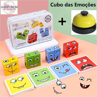 Jogo Educativo Cubo das Emoções 64 Cartas Brinquedo/ Jogos De Emoji Para Crianças Cartões Blocos De Expressão Infantil em Oferta na Shopee