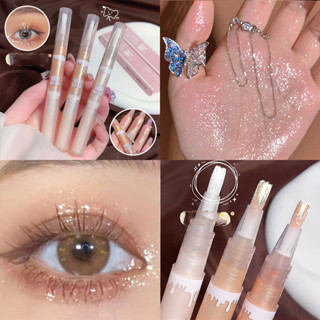 Nova sombra líquida de urso criativa/caneta de alta luz perolada flash fino/bicho-da-seda deitado iluminar e aparar/girar a parte inferior para usar