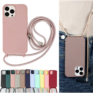 Candy Color Lanyard casing iphone 13 Pro Max Pure Colours Strap Case 15 Pro Max 14 12 11 Pro Max 6Plus i78 Plus XSMax Se20