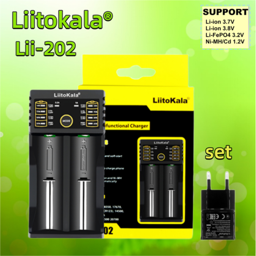 Liitokala Lii-202 1,2v 3,7v 3,2v 3,85v AA/AAA 18650 18350 26650 10440 14500 16340 25500 NiMH Carregador Inteligente De Bateria De Lítio