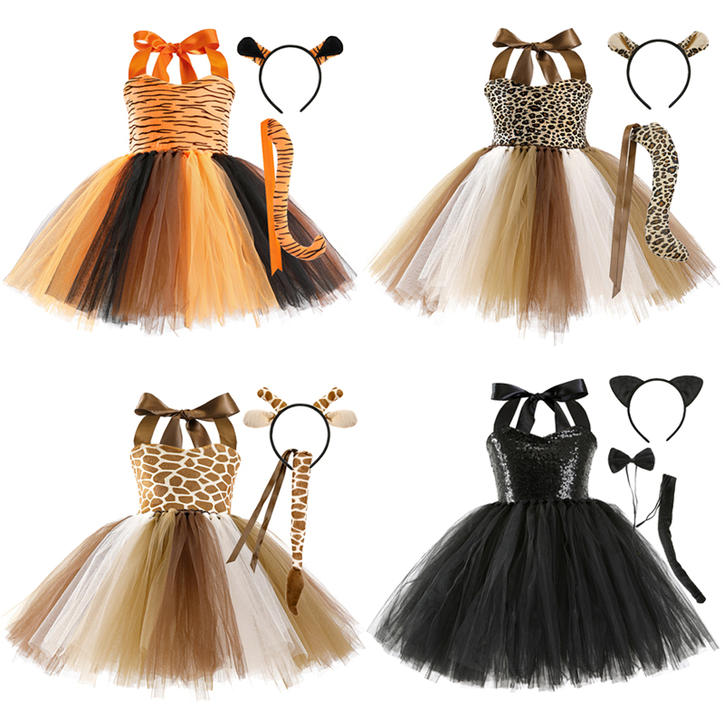 Desenho Animado Animal Cosplay Traje Leopardo Gato Tigre Girafa Meninas Bonitas Vestir Festa De Natal De Halloween em Oferta na Shopee