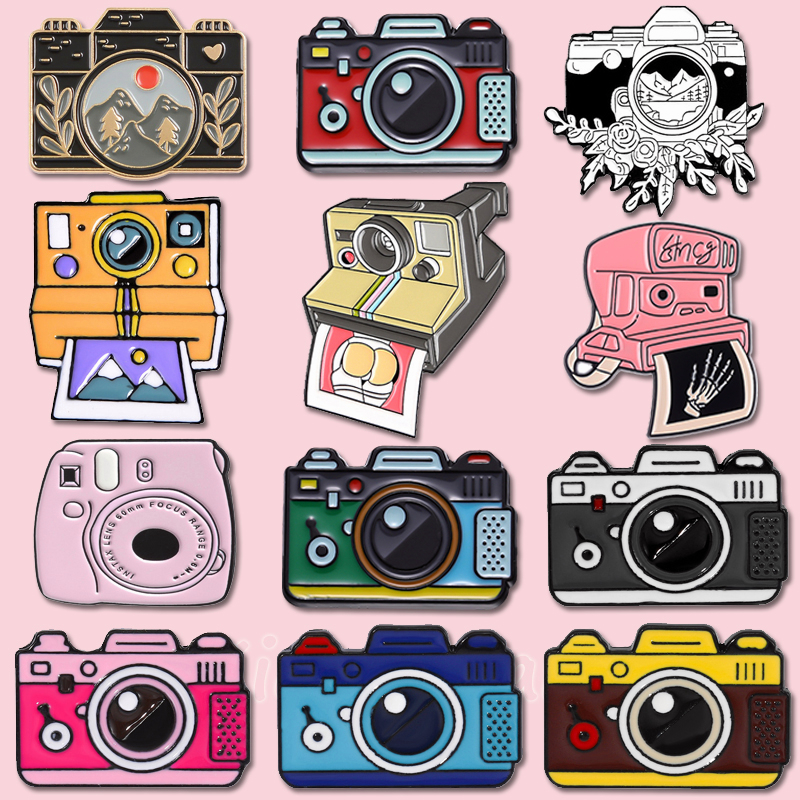 Desenho Animado Câmera A Cores Esmalte Pino Vintage Brochura De Gravação Pins Paisagismo Exterior Lapela Crachá Jóias Presente Para Amigos em Oferta na Shopee