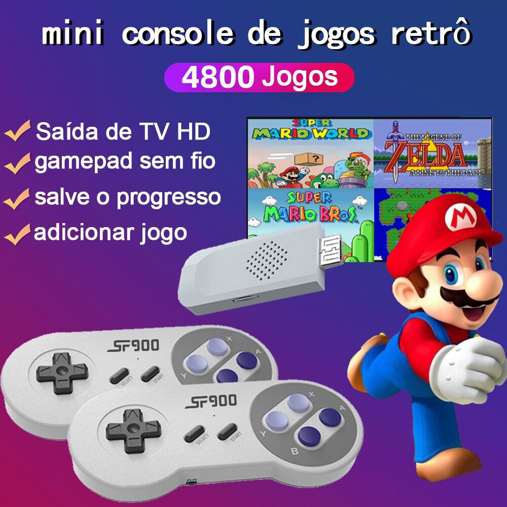 Console HDMI 16-Bit TV Retro Sem Fio Para SNES NES 4800 + Game Stick super nintendo