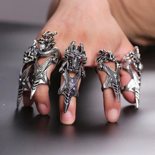 Anel Masculino Retro Dominador Dragão hip-hop Estilo punk Com Articulações Móveis
