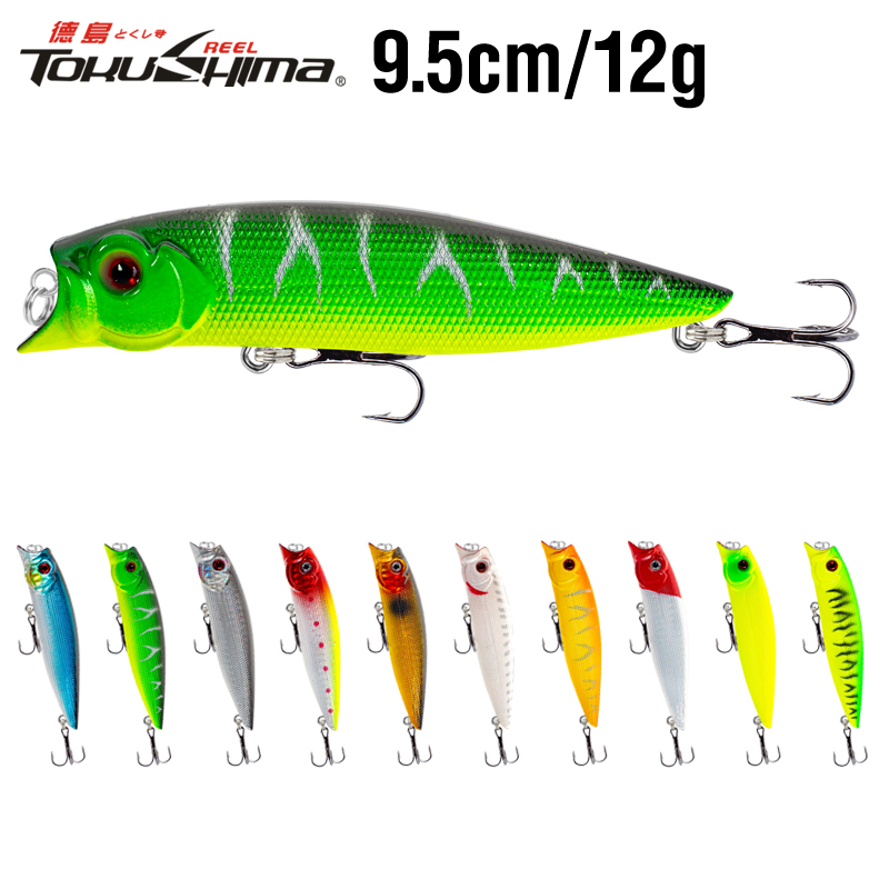 1pcs 9,5cm/12g Isca De Pesca Topwater Fishing Lure 10 Cores Poppers Dura 3D Olhos Flutuantes Crankbaits Para Bass Trout Truut Snakehead Pike