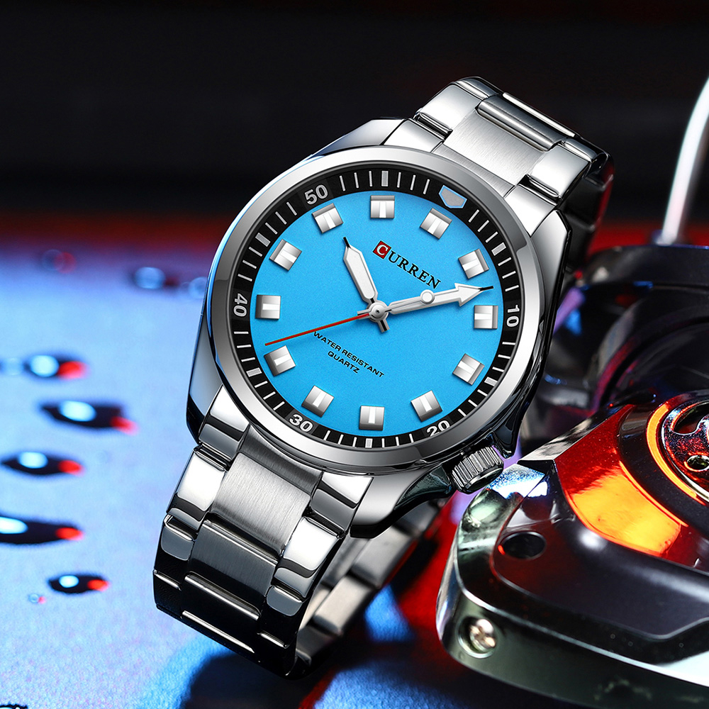Detalhes do Novo Relógio CURREN Original Moda Masculina Simples De Aço Inoxidável Ponteiro Luminoso 44 CM Dial Retro Business Sports Quartz 3ATM À Prova D'água 8451