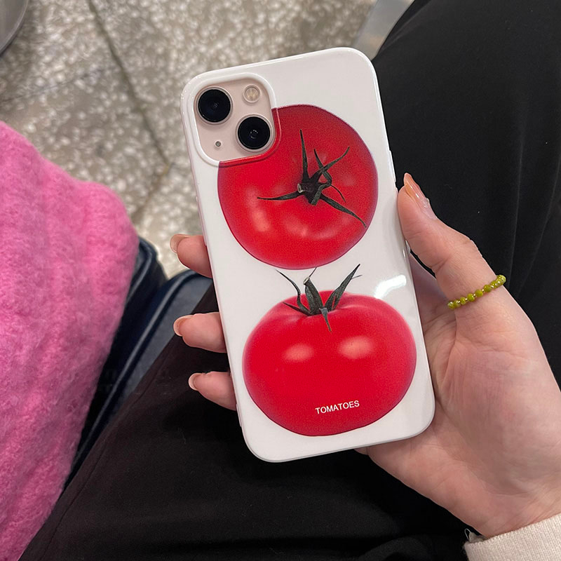 Japão Coréia Fofo Molde De Tomate Padrão De Silicone Capa Para Telefone IPhone 12 11 13 14 Pro XR X XS Max 7 8 Plus Protetora Traseira