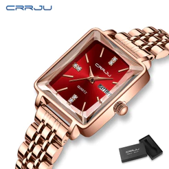 CURREN Relógio feminino moda luxo calendário quadrado casual quartzo à prova d'água 5012