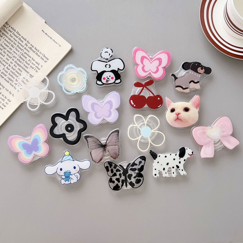 Suporte De Telefone Celular Universal Retráctil Dobrável Não Deslizante Desktop Portátil 3D Faux Crystal Butterfly Griptok Lazy Bracket