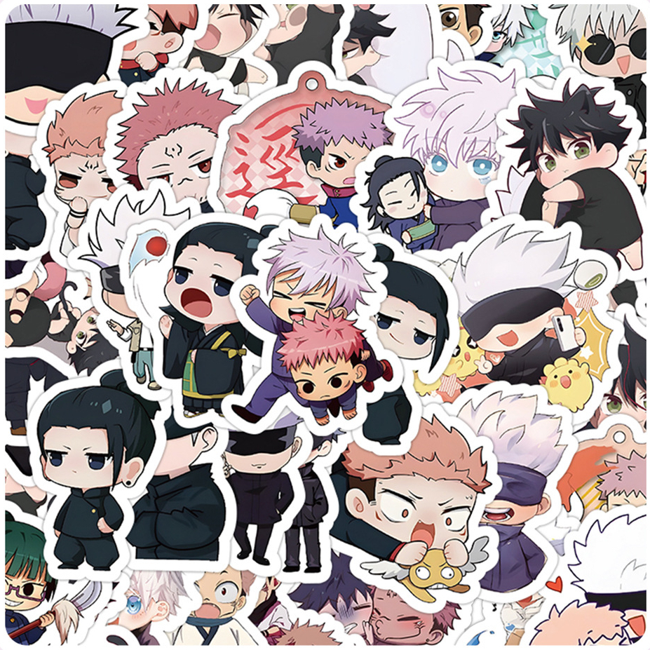 60 Pçs Bonito Kawaii Jujutsu Kaisen Graffiti Adesivos Decalques Para Bagagem Caso Do Telefone Portátil Notebook Crianças