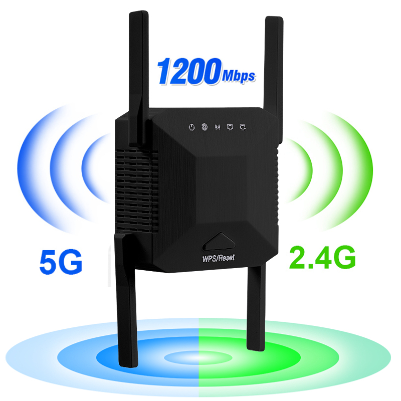 Repetidor Wifi Sinal Wireless Amplificador Extensor Potente Long Range Wireless WiFi Extender, WiFi Booster, Adaptador Dual Chip, Amplificador Wi-Fi, Repetidor de Sinal, Marca, 1200Mbps, 5 Ghz