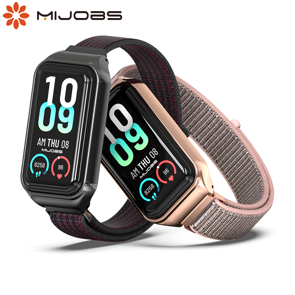 MIJOBS Pulseira De Nylon Para Amazfit Band 7 Esportivo Acessórios De Smartwatch Relógio Inteligente