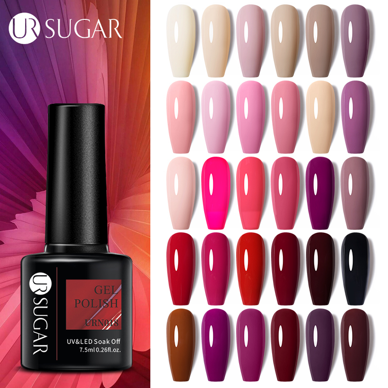 UR SUGAR Nu Cor Gel De Esmalte De Unha Embebido Na Base Revestimento Superior UV LED Vernizes De Arte 7,5ml