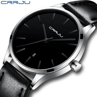 CRRJU Relógio Masculino Top Luxo Marca Moda Negócios Analógico Quartzo Couro Impermeável 2170X