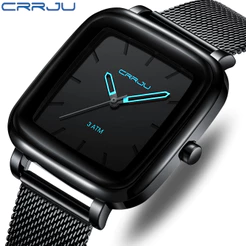 CRRJU Relógio Masculino Marca Top Simples Moda Negócios Analógico Quartzo Aço Inoxidável Impermeável 2199 X