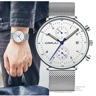 CRRJU Relógio Masculino Marca Top Luminosa Casual Esportes Analógico Quartzo Aço Inoxidável Impermeável 2278 X em Oferta na Shopee
