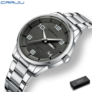 CRRJU relógio masculino a prova d água Top Luxo Brilhante Moda Simples Negócios Design exclusivo Pulseira de aço inoxidável  5005 em Oferta na Shopee