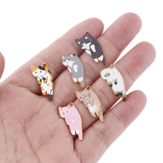 Acessórios Diy Pendant Pingente 12PCS 15 * 29mm Kitty Animal Fofo Colorido Colar De Liga De Óleo Brincos Pulseira