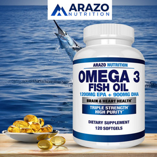 Arazo Nutrition OMEGA 3 Óleo De Peixe 2250mg Alto EPA 1200mg + DHA 900mg Tripla Potência Softgels Inodoros