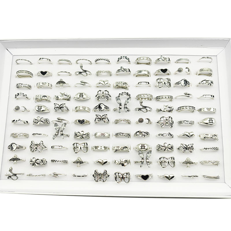 30 Peças Lote Anéis De Dedo De Liga De Estilo Misto Para Mulheres , Borboleta Oca , Caveira Grande , Flor E Cobra , Joia