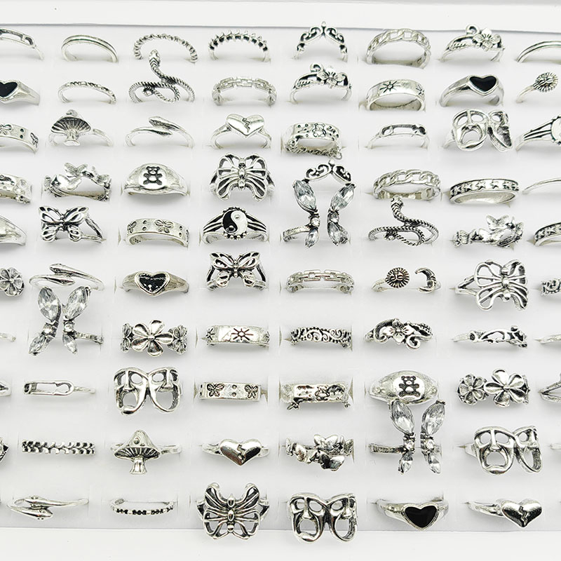 30 Peças Lote Anéis De Dedo De Liga De Estilo Misto Para Mulheres , Borboleta Oca , Caveira Grande , Flor E Cobra , Joia em Oferta na Shopee