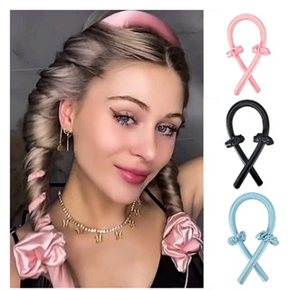 Rolos De Cabelo De Seda Sem Calor Bandana Haste Espuma Modelador Ondulação Fita Anel De Ca...