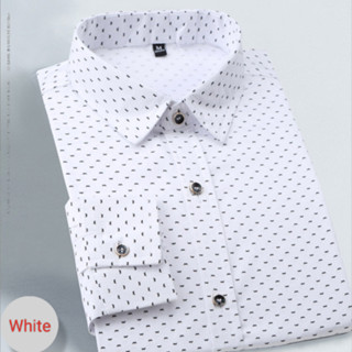 Moda Masculina Camisa Impressa Ponto Manga Comprida Camisas Casuais Formal