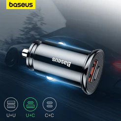 Carregador De Carro Baseus 30W 2 Portas Carga Rápida 4.0