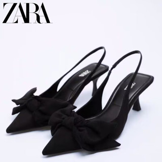 ZARA Novo Arco Decorado Salto Alto Com Ponta Vermelha/Preta