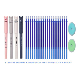 Conjunto De Caneta Gel Apagável 4pcs + 20pcs Refil + 2pcs Apagador