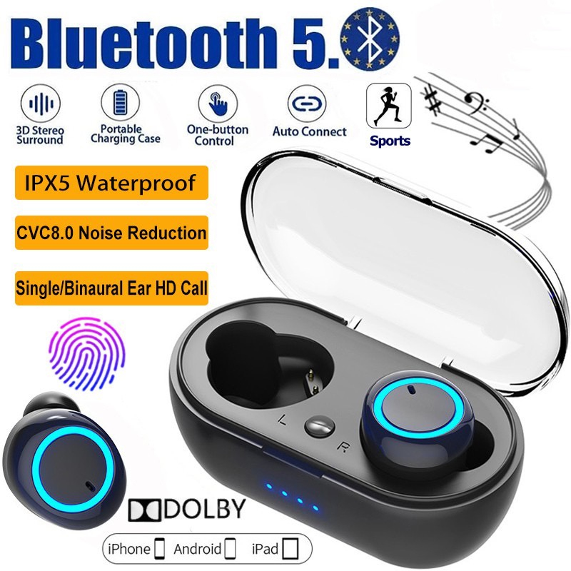 Y50 TWS Y50 TWSHoje Envio Y50 9D Sem Fio Bluetooth 5.0 Fones De Ouvido Estéreo Fone À Prova D'água Com Microfone Inteligente Caso De Carregamento Para O Telefone Móvel Smartphone
