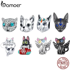 Bamoer 925 Sterling Silver Cat and Dog Beads Presente Acessório Para Mulheres